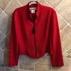 Jessica Howard Red Sparkly Jacket - Size 14